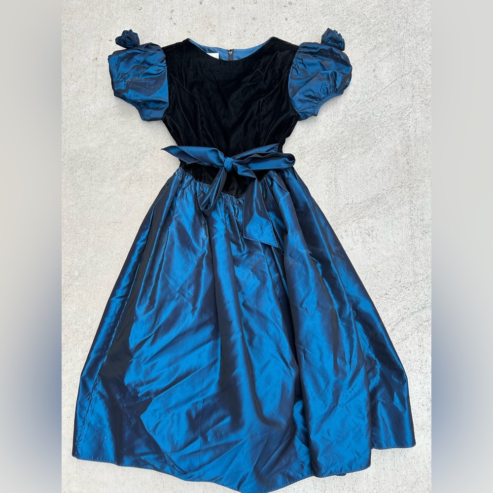 Vintage! Women”s GUNNE SAX (Made in USA) Blue Sheer Dress sz 14